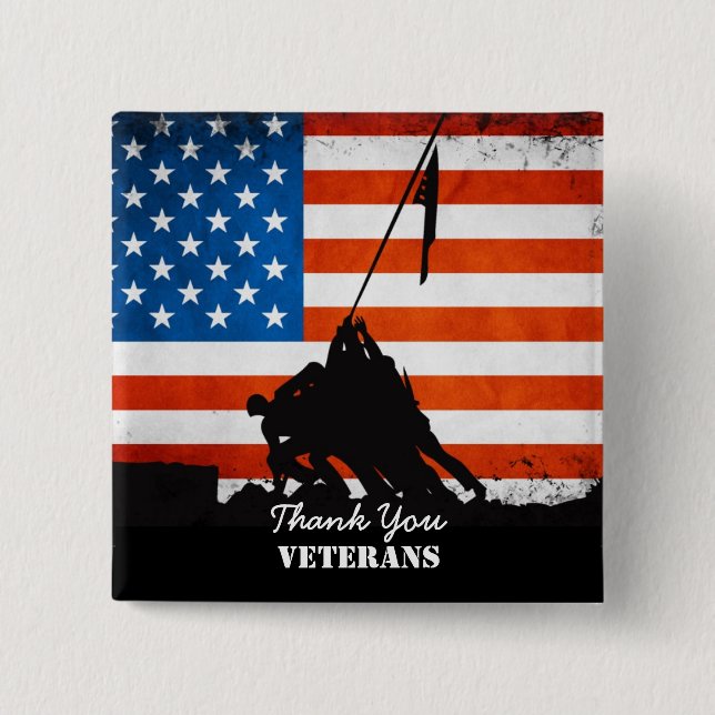 Thank You Veterans 15 Cm Square Badge (Front)