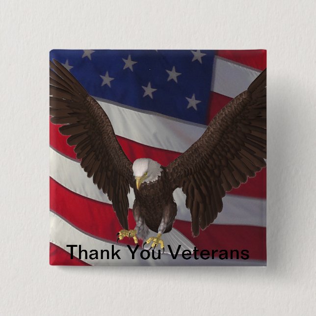 Thank You Veterans 15 Cm Square Badge (Front)