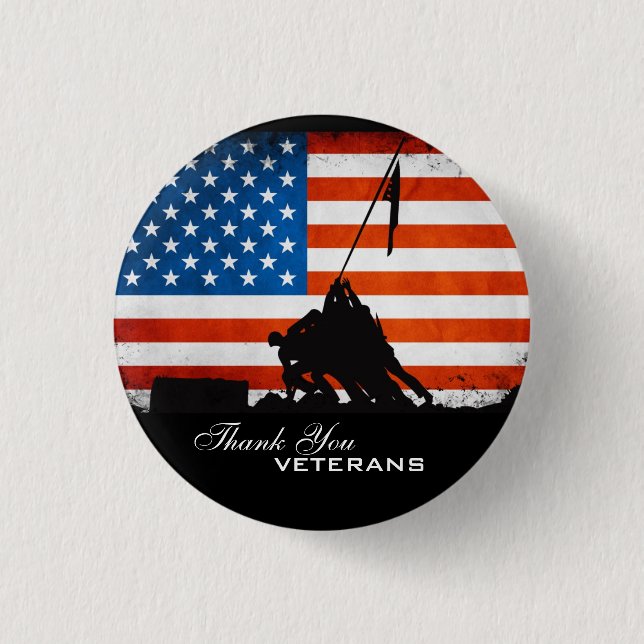 Thank You Veterans 3 Cm Round Badge (Front)