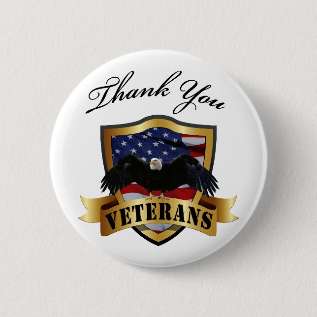 Thank You Veterans 6 Cm Round Badge (Front)