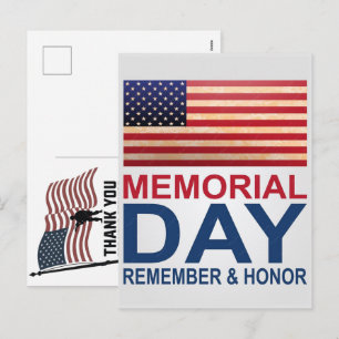 Thank You Veterans American Flag Memorial Day Holiday Postcard