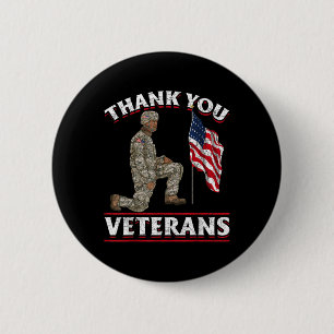 Thank You Veterans American Us Flag Soldier Memori 6 Cm Round Badge