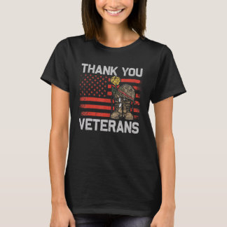 Thank You Veterans  Boots Poppy Flower Veteran Day T-Shirt