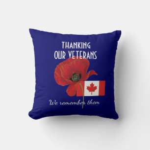 THANK YOU VETERANS Canada Poppy Cushion