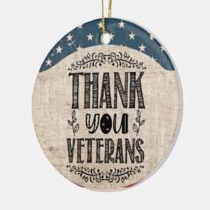 Thank You Veterans Ceramic Ornament