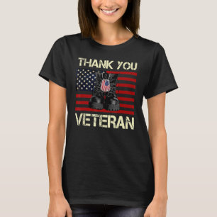 Thank You Veterans Combat Boots American Flag Vete T-Shirt