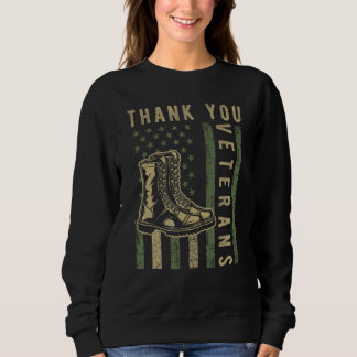 Thank You Veterans Combat Boots American Patriotic Sweatshirt