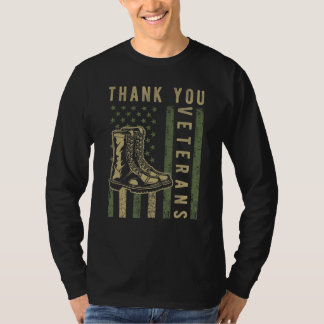 Thank You Veterans Combat Boots American Patriotic T-Shirt