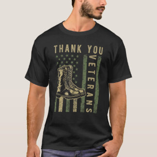 Thank You Veterans Combat Boots American Patriotic T-Shirt