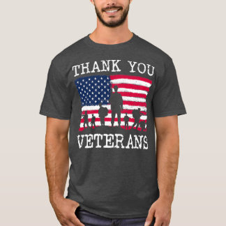 Thank you veterans combat boots flower veteran day T-Shirt