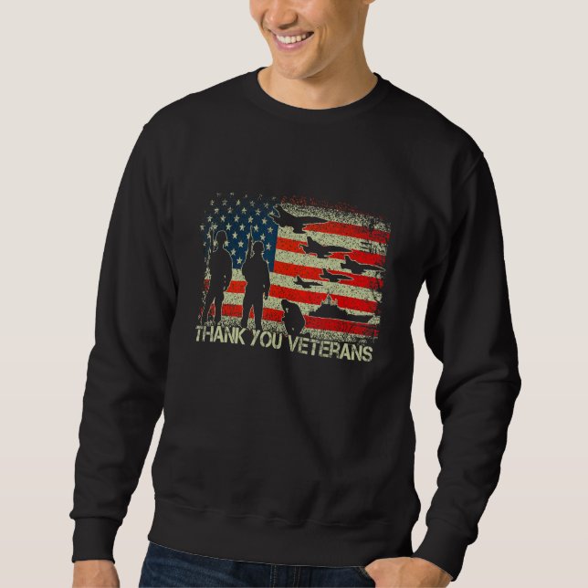 Thank You Veterans Combat Boots Poppy Flower Veter Sweatshirt (Front)