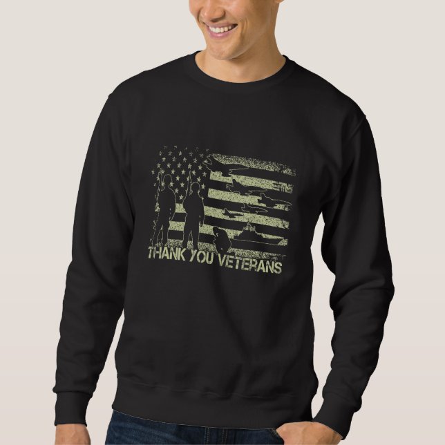 Thank You Veterans Combat Boots Poppy Flower Veter Sweatshirt (Front)