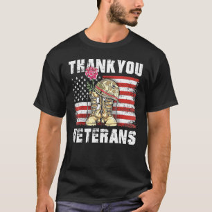 Thank You Veterans Combat Boots Poppy Flower Veter T-Shirt