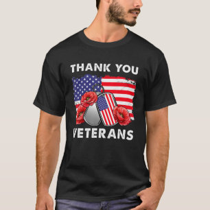 Thank You Veterans Combat Boots Poppy Flower Veter T-Shirt