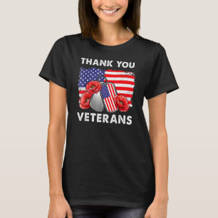 Thank You Veterans Combat Boots Poppy Flower Veter T-Shirt