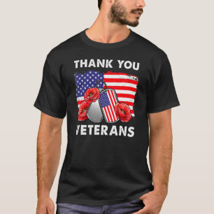 Thank You Veterans Combat Boots Poppy Flower Veter T-Shirt