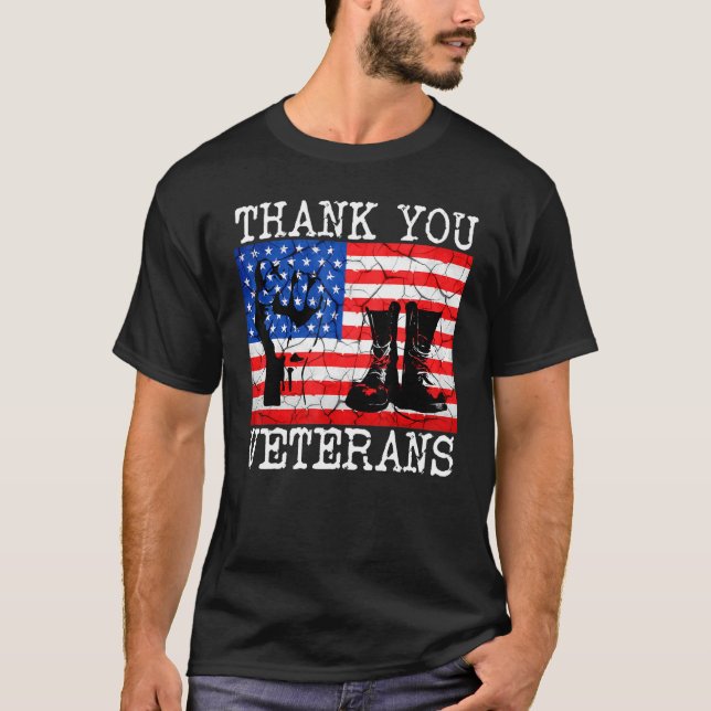 Thank You Veterans Combat Boots Solidarity Veteran T-Shirt (Front)