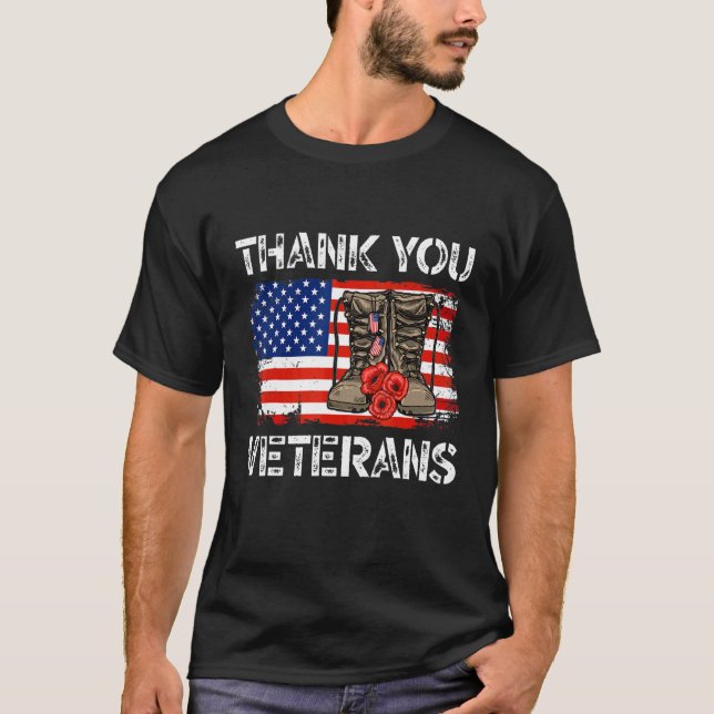 Thank You Veterans Combat Boots Veteran Day Americ T-Shirt (Front)