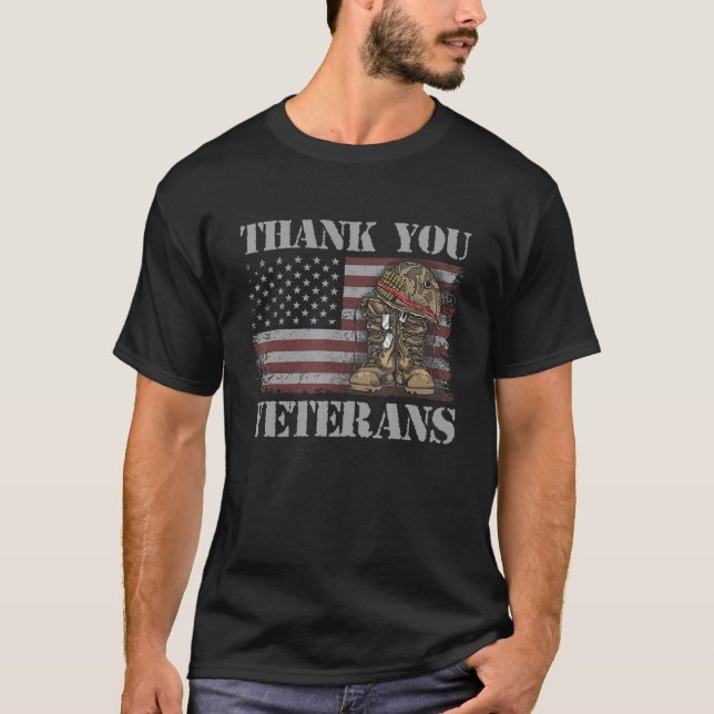 Thank You Veterans Combat Boots Veteran Day Americ T-Shirt (Front)