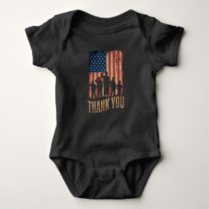 Thank You Veterans Day American Flag Vintage Baby Bodysuit