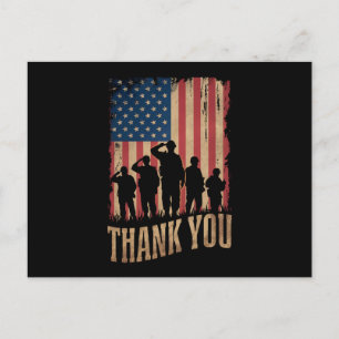 Thank You Veterans Day American Flag Vintage Holiday Postcard