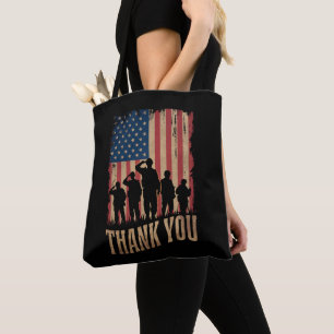 Thank You Veterans Day American Flag Vintage Tote Bag