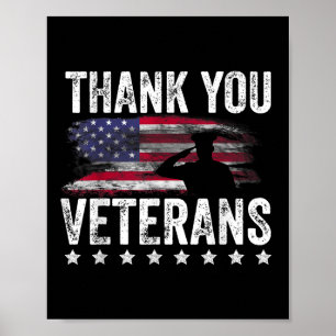 Thank You Veterans Day Memorial Day Partiotic Mili Poster
