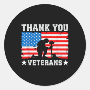 Thank You Veterans Day Memorial Day Patriotic Mili Classic Round Sticker
