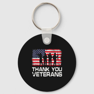 Thank You Veterans Day Usa Flag Patriotic Soldier Key Ring