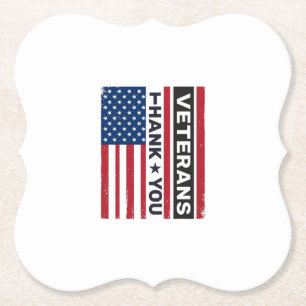 Thank You Veterans Distressed Flag Vector Design_1 Paper Coaster