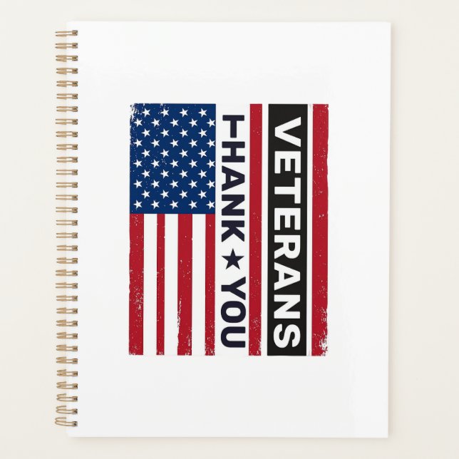 Thank You Veterans Distressed Flag Vector Design_1 Planner (Front)