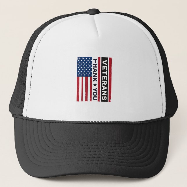 Thank You Veterans Distressed Flag Vector Design_1 Trucker Hat (Front)