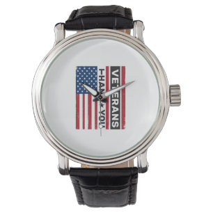 Thank You Veterans Distressed Flag Vector Design_1 Watch