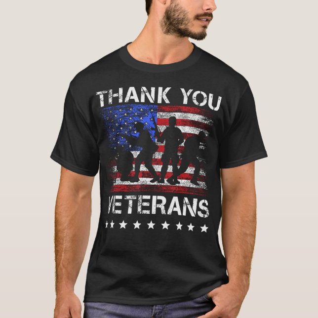 Thank You Veterans For Proud Military Veterans Day T-Shirt (Front)