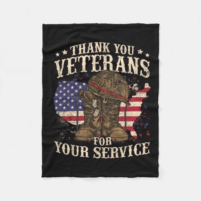 Thank You Veterans For Your Service Veterans Day  Fleece Blanket (Front)