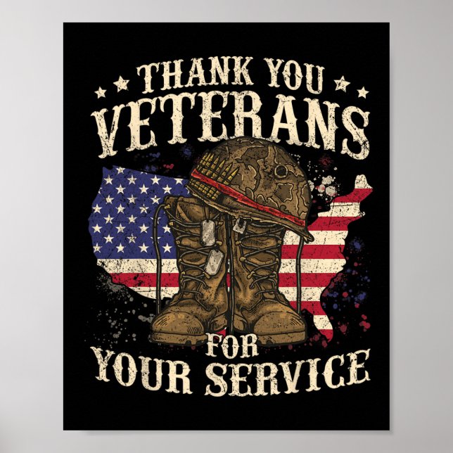 Thank You Veterans For Your Service Veterans Day  Poster (Front)