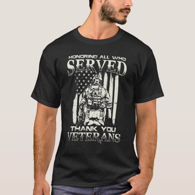 Thank You Veterans Honoring All Who Served T-Shirt (Front)