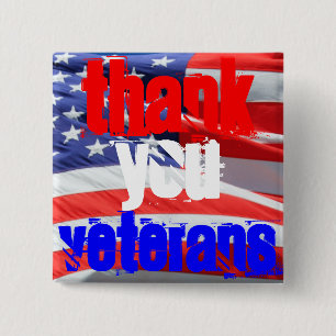 Thank You Veterans Love Respect Gratitude 15 Cm Square Badge