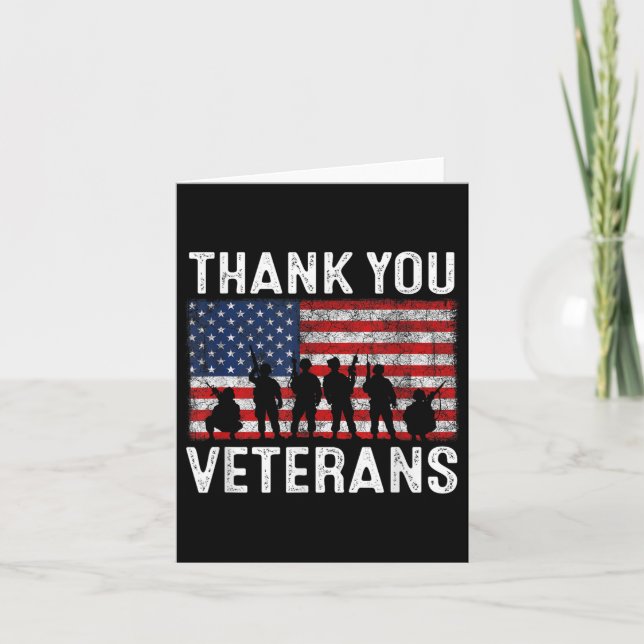 Thank You Veterans Memorial Patriotic Military Vet Card (Front)