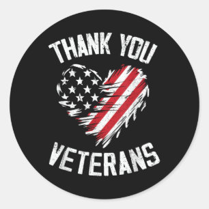 Thank You Veterans Patriotic American Flag Veteran Classic Round Sticker