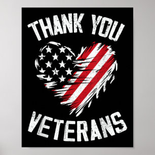 Thank You Veterans Patriotic American Flag Veteran Poster