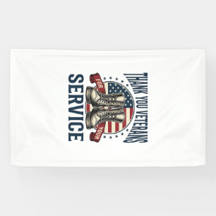 Thank You Veterans Patriotic Boots Vintage Design_ Banner