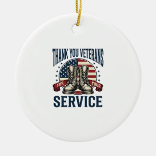 Thank You Veterans Patriotic Boots Vintage Design_ Ceramic Ornament