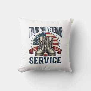 Thank You Veterans Patriotic Boots Vintage Design_ Cushion