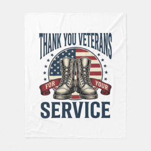 Thank You Veterans Patriotic Boots Vintage Design_ Fleece Blanket