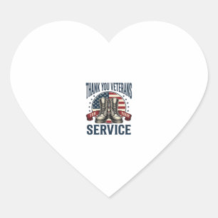 Thank You Veterans Patriotic Boots Vintage Design_ Heart Sticker