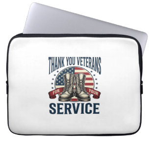 Thank You Veterans Patriotic Boots Vintage Design_ Laptop Sleeve