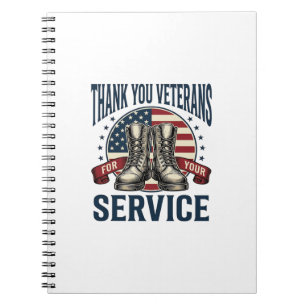 Thank You Veterans Patriotic Boots Vintage Design_ Notebook