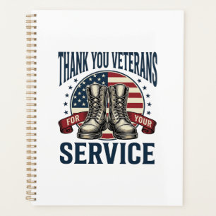 Thank You Veterans Patriotic Boots Vintage Design_ Planner