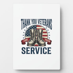 Thank You Veterans Patriotic Boots Vintage Design_ Plaque
